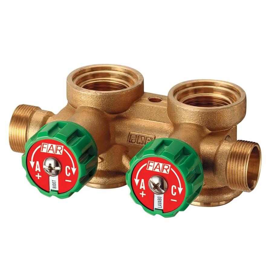 FAR Коллектор параллельный регулируемый с левым магистральным каналом с 2 отводами 3/4