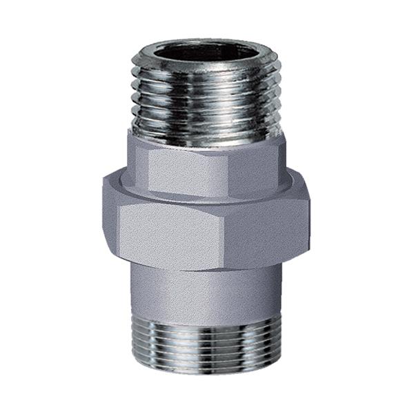 FAR Фитинг хромированный прямой трёхкомпонентный с PTFE уплотнением 1/2