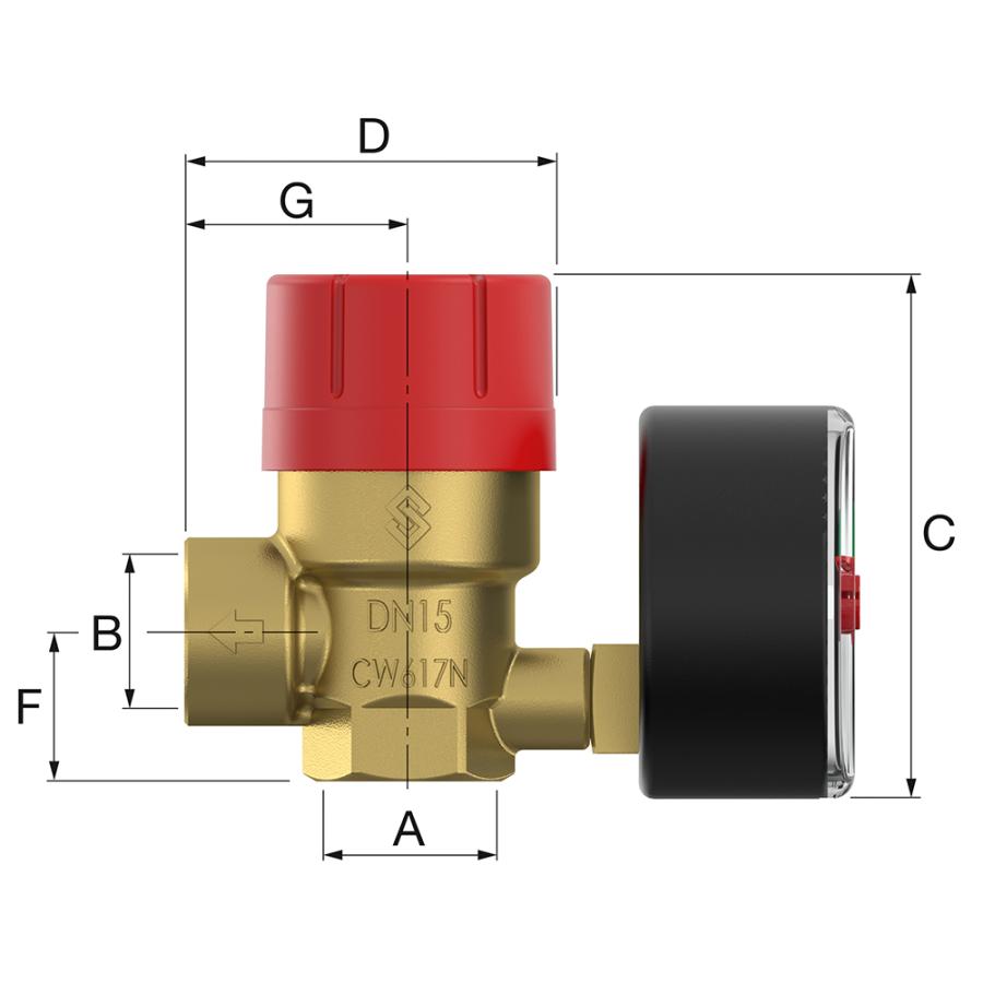 Flamco Предохранительный клапан с манометром 3bar