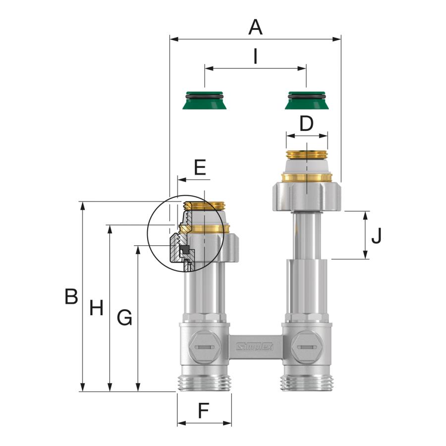 Simplex Узел нижнего подключения ET2/50 угловой 3/4x3/4