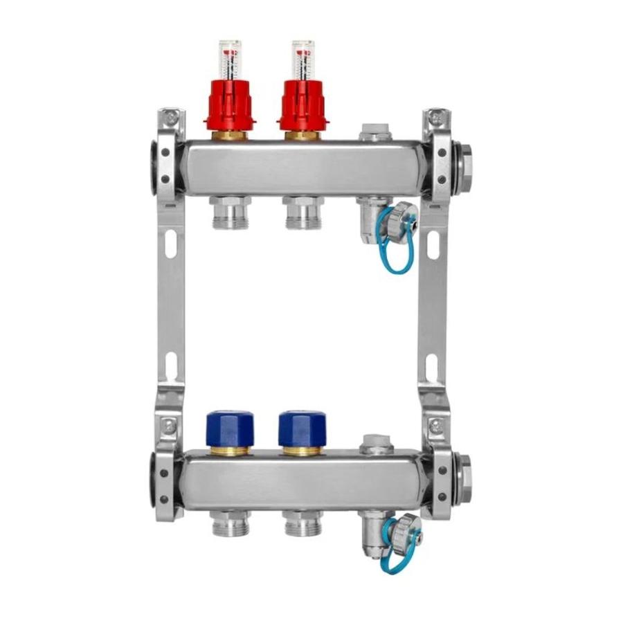 МИВС WF212A Коллекторная группа из нержавеющей стали с расходомерами, термостатическими клапанами, воздухоотводчиками и дренажными клапанами на 2 отвода