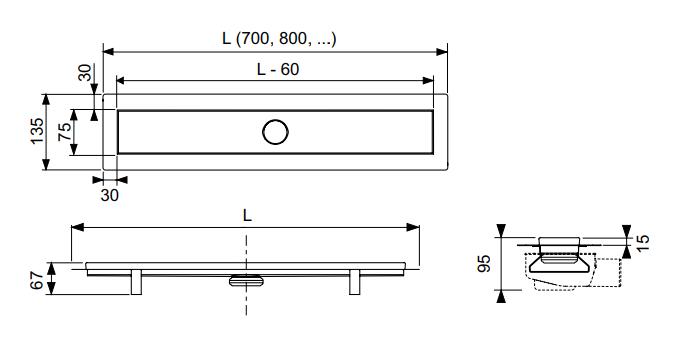 TECE Комплект TECElinus для монтажа дренажного канала с основой для плитки tile с погружным стаканом с мембраной 700 мм 15101079 - Изображение 4