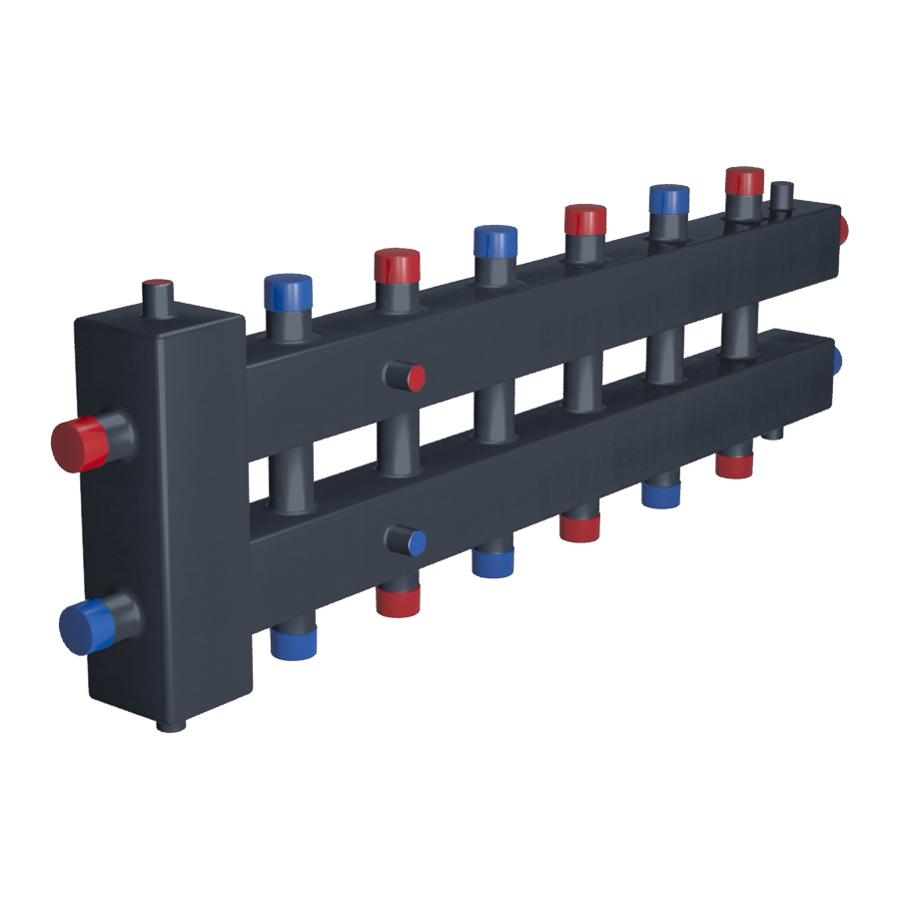 Rispa Гидравлический разделительный узел с коллектором модульного типа горизонтальный 60-7ВУ сталь на 7 контуров GRUKMG607VU