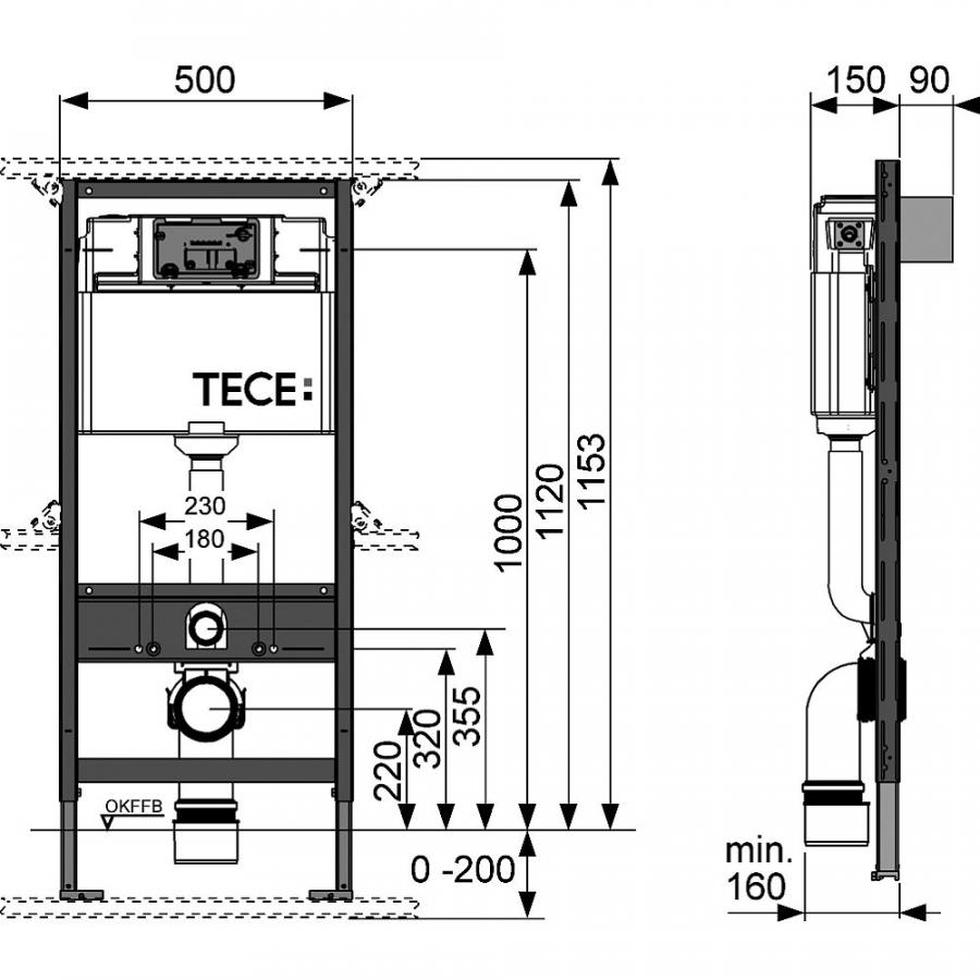 TECE  Застенный модуль (h = 1120 мм) для установки подвесного унитаза  9300000  - Изображение 3