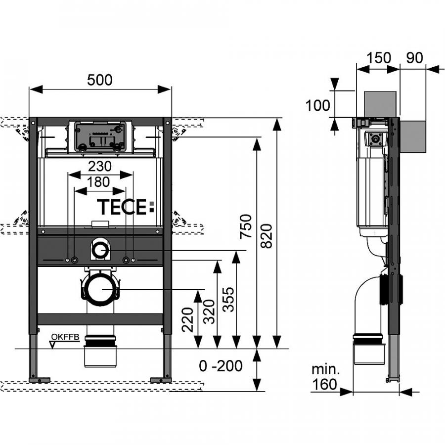 TECE  Застенный модуль (h = 820 мм) для установки подвесного унитаза  9300001  - Изображение 2