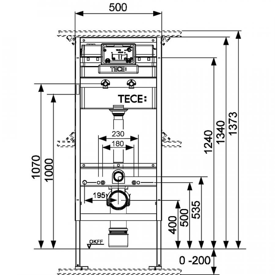 TECE Застенный модуль (h = 1340 мм) для установки подвесного унитаза Keramag Espital