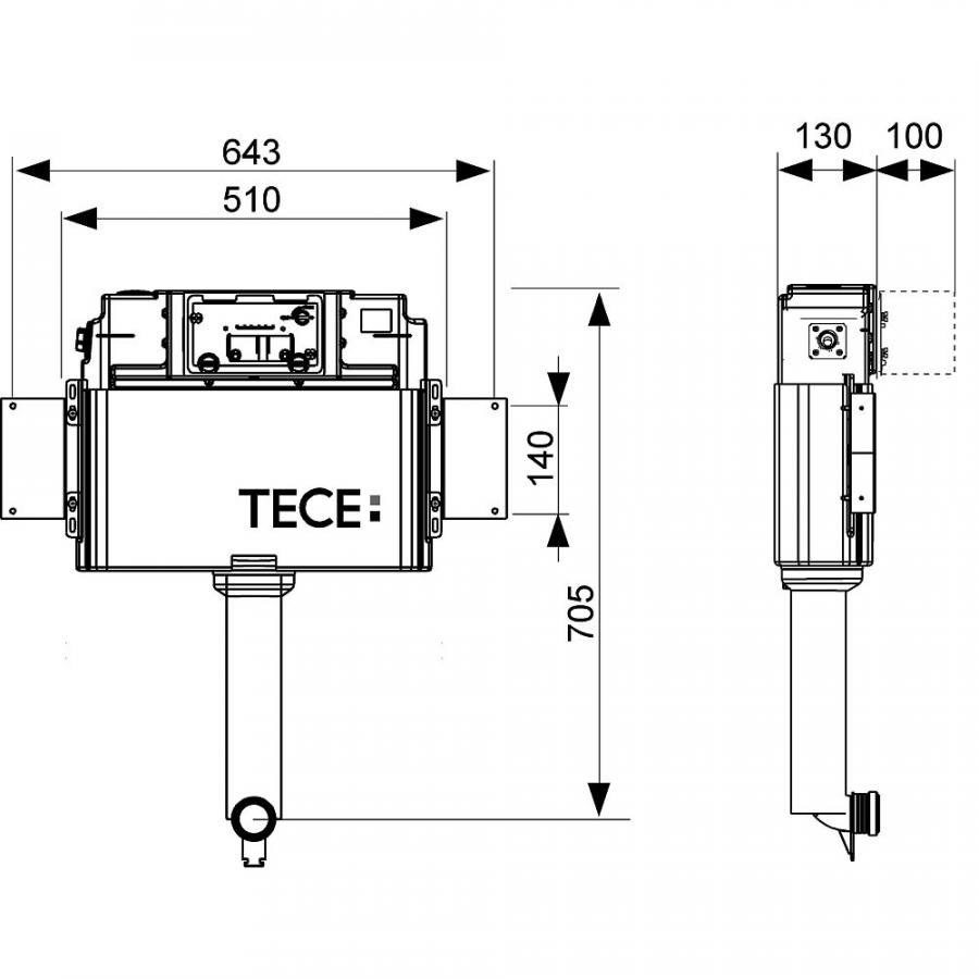 TECE  Застенный смывной бачок для установки с напольным унитазом  9041008  - Изображение 2