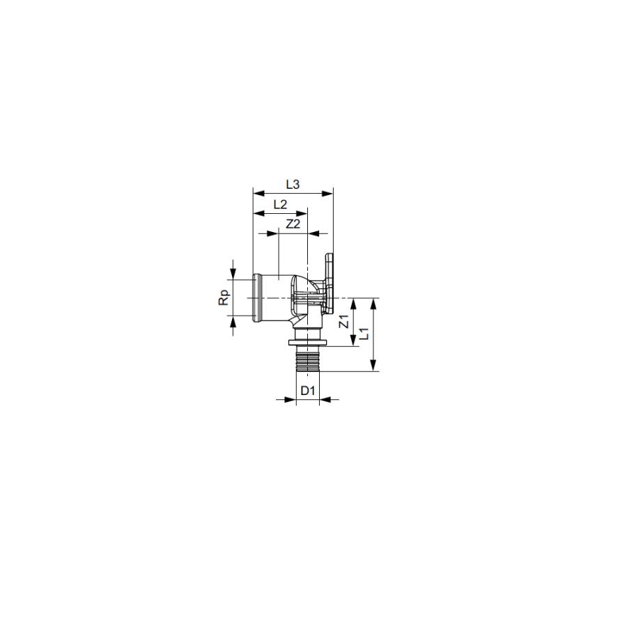 TECE  Уголок с настенным креплением, латунь 25 × Rp 3/4',  708526  - Изображение 3