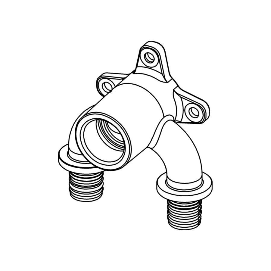 TECE  Тройник угловой с настенным креплением, закругленный, латунь 20 × Rp 1/2' × 20,  708505  - Изображение 3