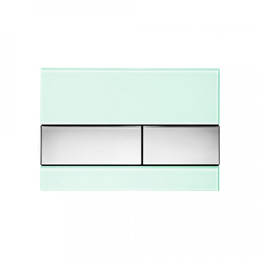 TECE TECEsquare панель смыва с двумя клавишами стеклянная Хром глянцевый зеленый 9240805 - Изображение 1
