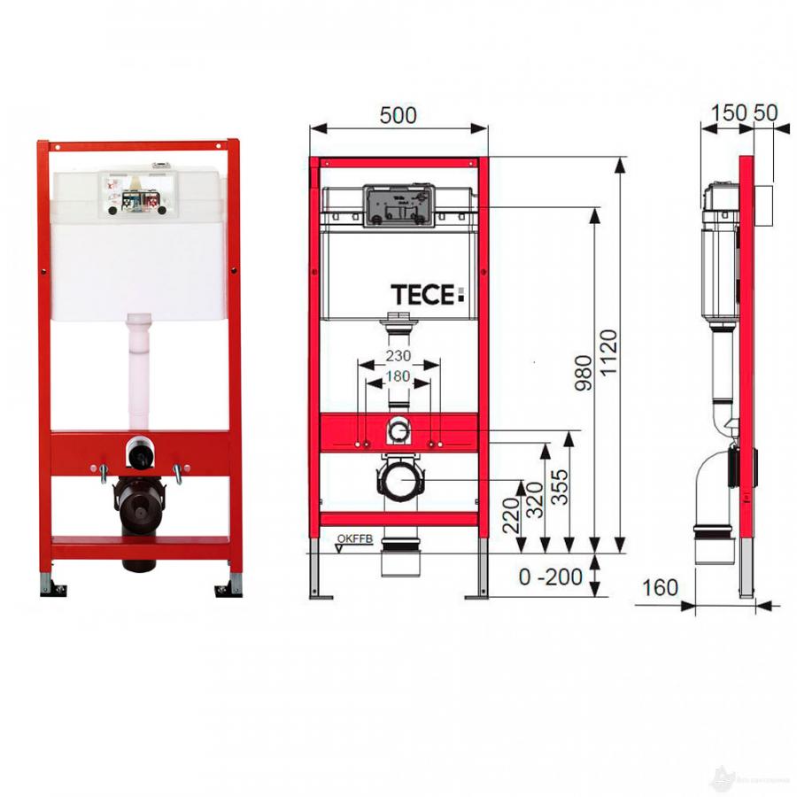 TECE  Комплект TECEbase для установки подвесного унитаза с панелью смыва ТЕСЕambia Панель смыва белая,  K400200  - Изображение 4