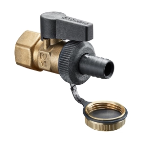Шаровый кран Optiflex KFE ВР с колпачком и штуцером для шланга DN 15 PN 16