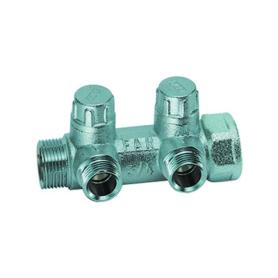 MULTIFAR Коллектор проходной запорно-балансировочный 3/4' НР-ВР 2 отвода М24×19