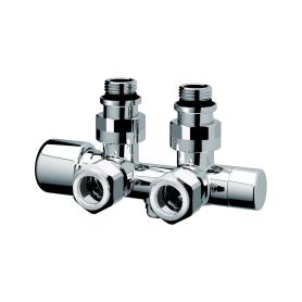 TOPFAR Н-образный угловой узел для одно-и двухтрубных систем с термостатическим и запорным клапанами 1/2'-M24×19 НР