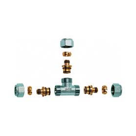 Хромированный тройник с 3 концовками для труб