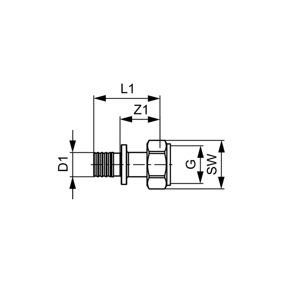 TECE Соединение прямое с накидной гайкой, бронза