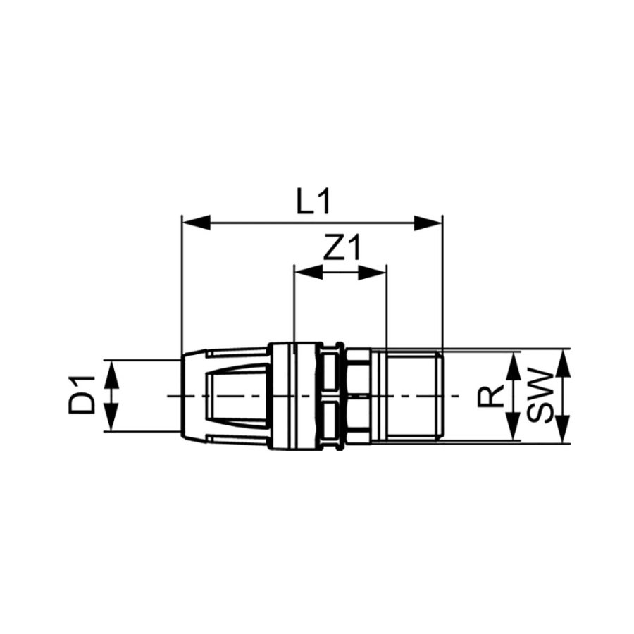 TECE Соединение прямое с ниппелем, латунь
