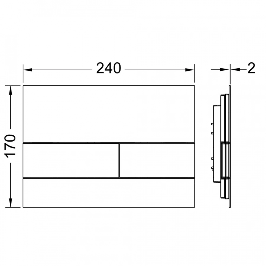 TECE TECEsquare, панель смыва с двумя клавишами металлическая