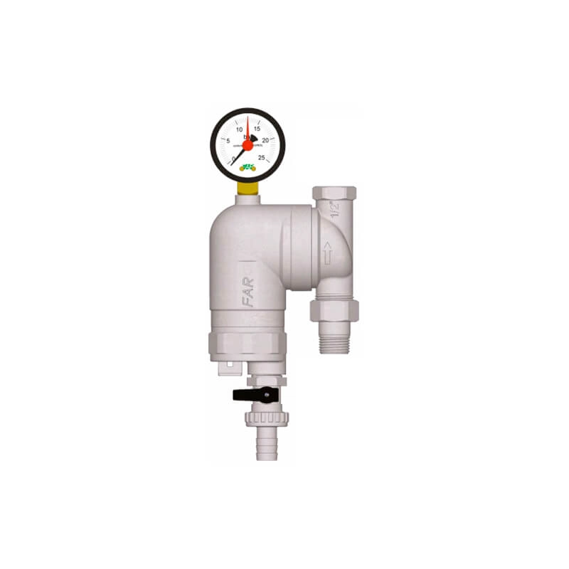 FAR Фильтр с поворотным соединением с манометром с магнитными вставками, хромированный НР-ВР