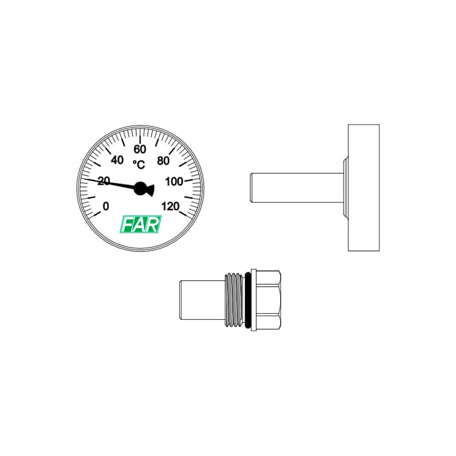 FAR Термометр Ø40 мм 3/8” шкала 0-120°C FA 2650