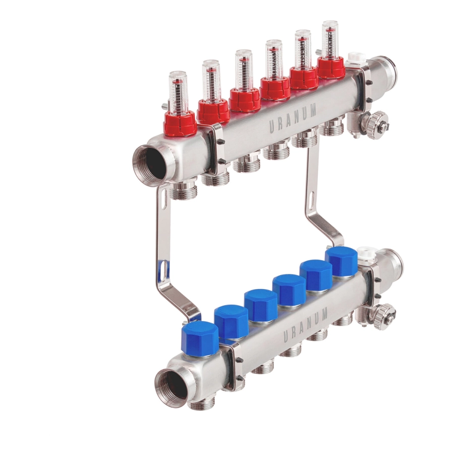 Uranum Коллектор отопительного контура поверхностного отопления из  нержавеющей стали с расходомерами 2 контура 1177310002 – купить в TECE  Market