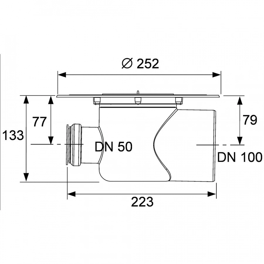 TECE Сифон горизонтальный DN 100