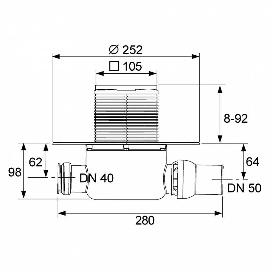 TECE TECEdrainpoint S120, трап горизонтальный