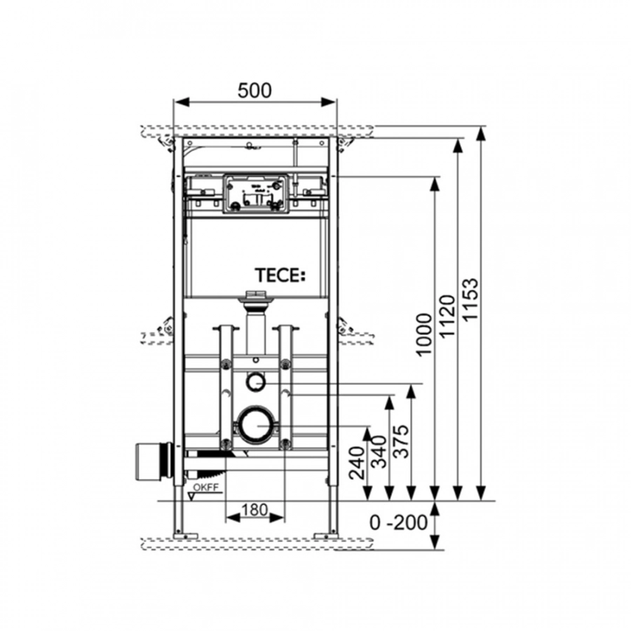 TECE Застенный модуль TECElux 200 для установки подвесного унитаза h=1120  мм регулируемый по высоте 9600200 – купить в ТЕСЕ Market