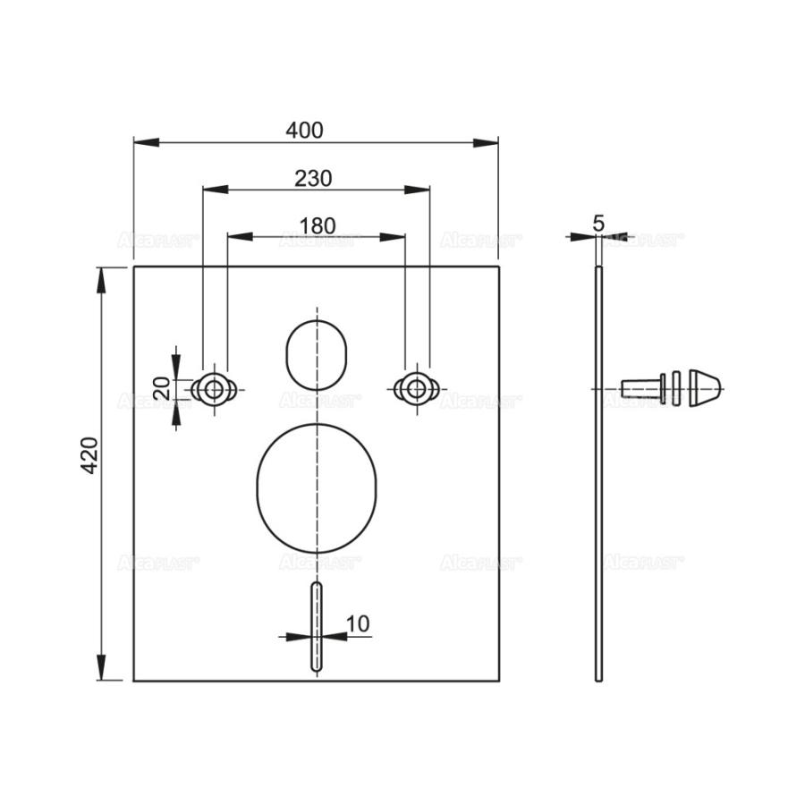 Alcaplast  Звукоизоляционная плита для подвесного унитаза и для биде с принадлежностями и колпачками хромированными  M930CR  - Изображение 3