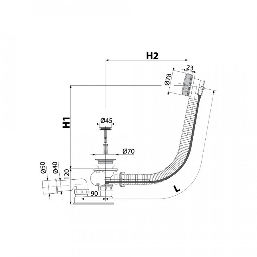 Alcaplast  Сифон для ванны автомат комплект металл, бронза-antic длина 57 см  A55ANTIC-RU-01  - Изображение 3