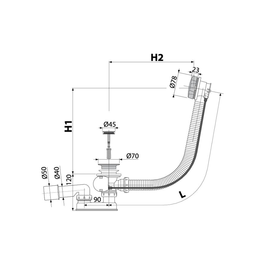 Alcaplast  Сифон для ванны автомат комплект металл, бронза-antic  A55ANTIC-100-RU-01  - Изображение 3