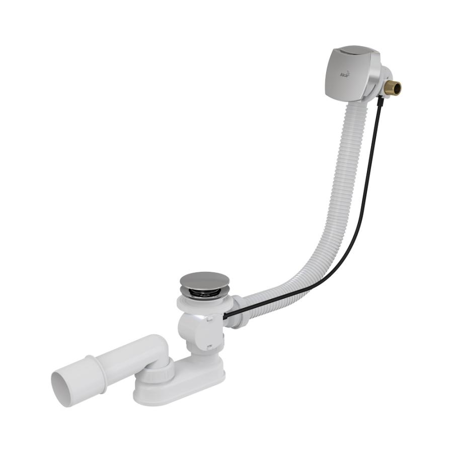 Alcaplast  Сифон для ванны с напуском воды через перелив пластик/металл длина 80 см  A564CRM1-80  - Изображение 1