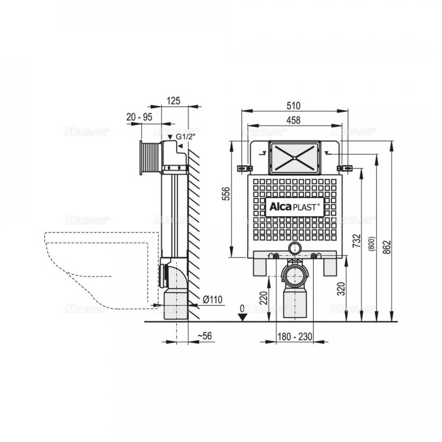 Alcaplast A100 Alcaмodul - Скрытая система инсталляции для замуровывания в стену