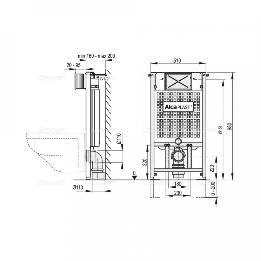Alcaplast A101 Sadroмodul - Скрытая система инсталляции для сухой установки  (для гипсокартона)