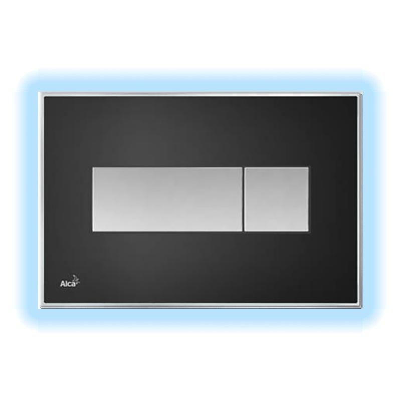 Alcaplast  Кнопка управления с цветной пластиной, светящаяся кнопка черная глянцевая, свет голубой  M1474-AEZ111  - Изображение 1