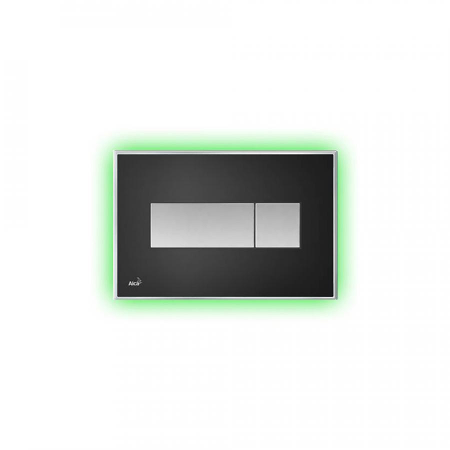 Alcaplast  Кнопка управления с цветной пластиной, светящаяся кнопка черная глянцевая, свет зеленый  M1474-AEZ112  - Изображение 1