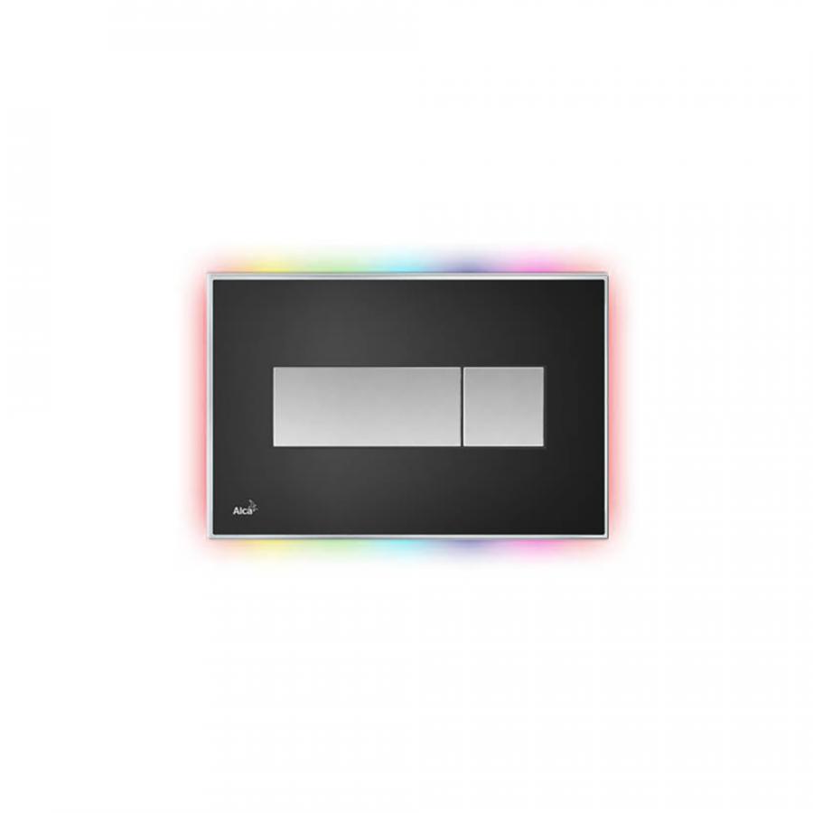 Alcaplast  Кнопка управления с цветной пластиной, светящаяся кнопка черная матовая, свет радуга  M1475-AEZ114  - Изображение 1