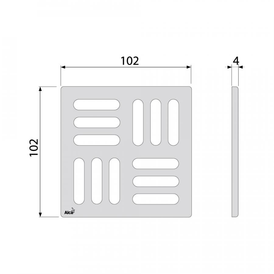 Alcaplast  Дизайновая решетка 102 × 102 × 5 латунь – хром дизайн 1  MPV001  - Изображение 2