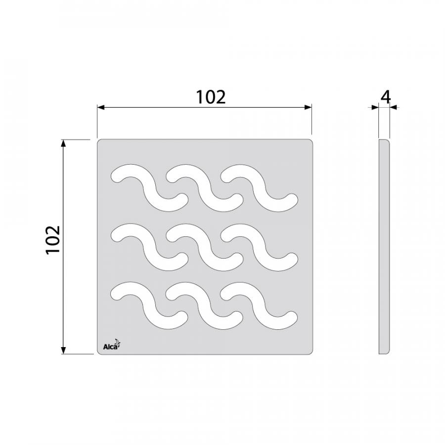 Alcaplast  Дизайновая решетка 102 × 102 × 5 латунь – хром дизайн 2  MPV002  - Изображение 2