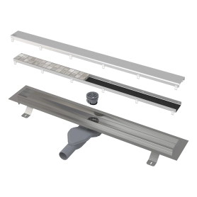 Водоотводящий желоб с порогами для двусторонней решетки