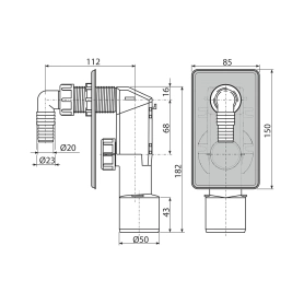 Сифон для стиральной машины с выходом 40 50 мм скрытый монтаж alcaplast aps3p