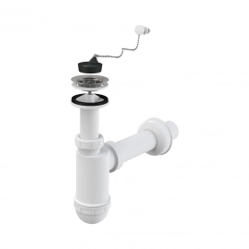 Сифон для умывальника Ø40 с нержавеющей peшeткой Ø63, с цепочкой