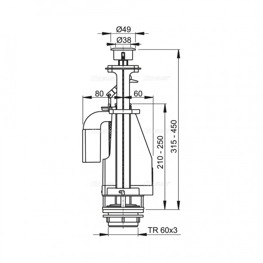 Alcaplast Сливной механизм с двойной кнопкой A08A