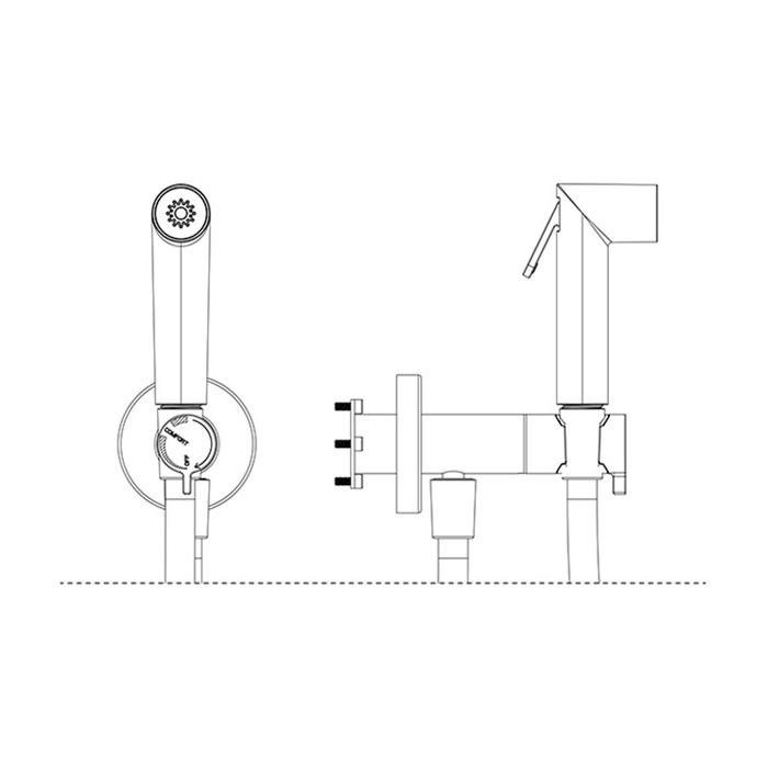 ALMAR Гигиенический душ со шлангом 125 см вывод с держателем и смеситель с прогрессивным картриджем