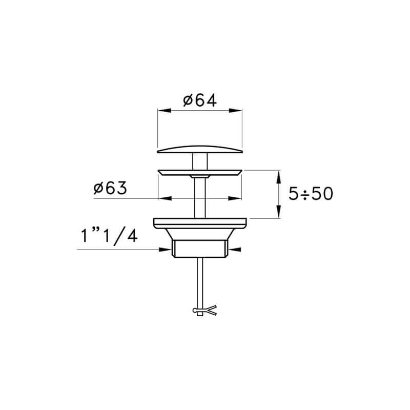 STELLA Донный клапан для раковин без перелива антрацит PVD UN09202PV12 - Изображение 4