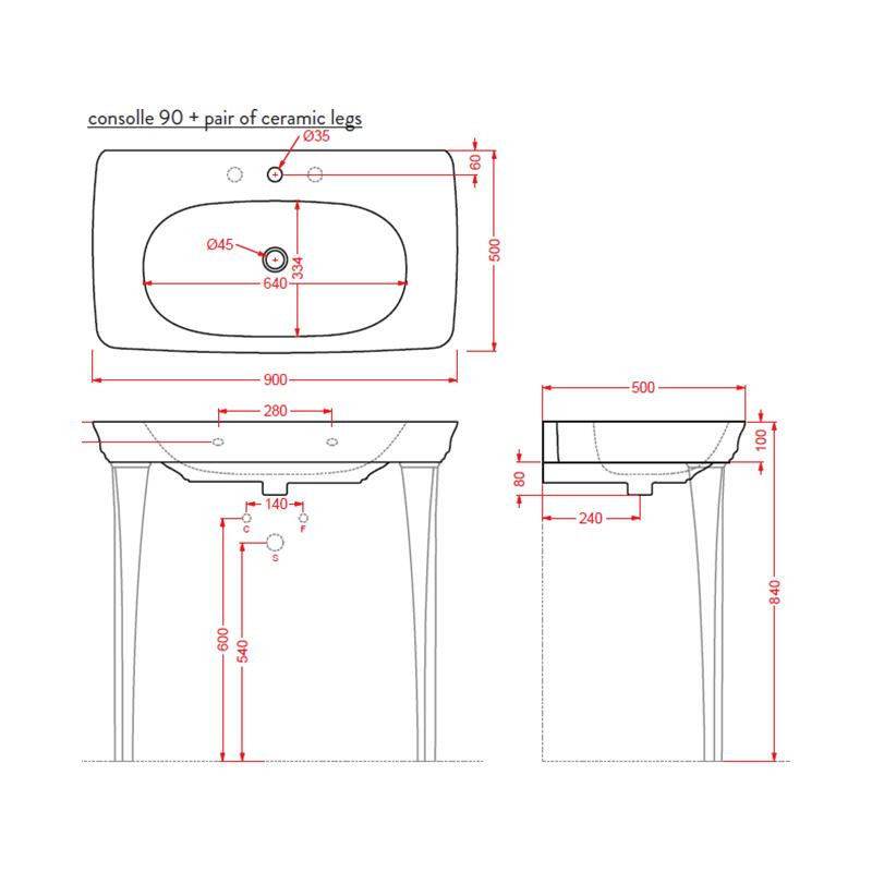 ARTCERAM Раковина подвесная 90x50см