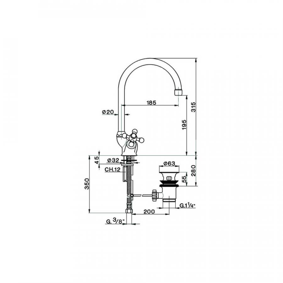 CISAL Arcana Двухвентильный смеситель для раковины Хром, AR00052021 - Изображение 4