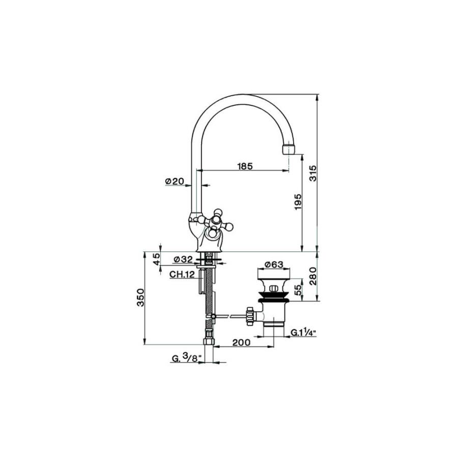CISAL Arcana Двухвентильный смеситель для раковины золотой AR00052024 - Изображение 4