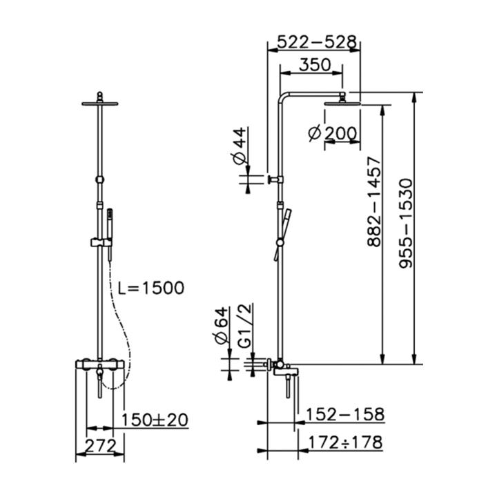CISAL Slim Термостатическая душевая система черный SMC8301640 - Изображение 2