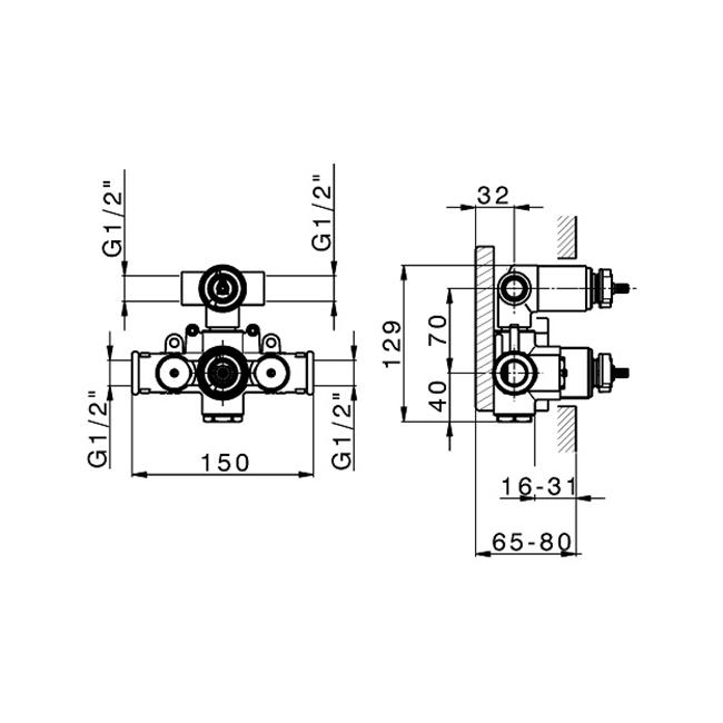 CISAL Встраиваемая часть термостатического смесителя с переключателем на 2 положения ZA01810104 - Изображение 2